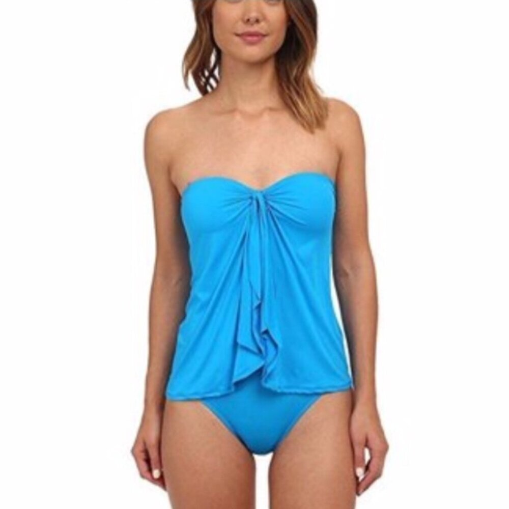 Lauren Ralph Lauren Laguna Flyaway Solid Bright Blue Halter One Piece Swimsuit 8